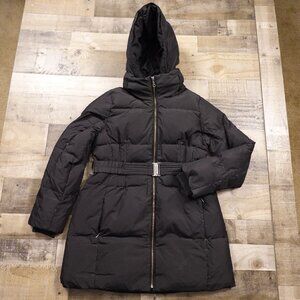A Pea in the Pod Maternity Down Puffer Coat with Belt Women's Large Black